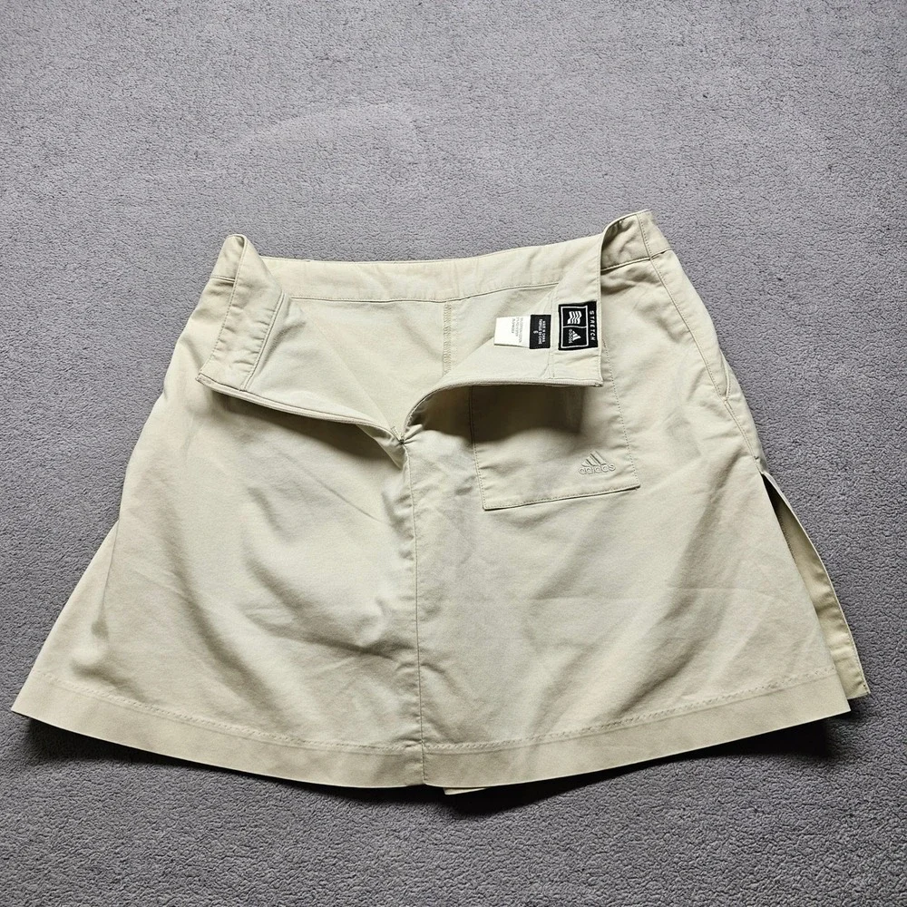 Adidas Skort Womens Size 6 Beige Stretch Golf Athletic Side Slit Back Zipper